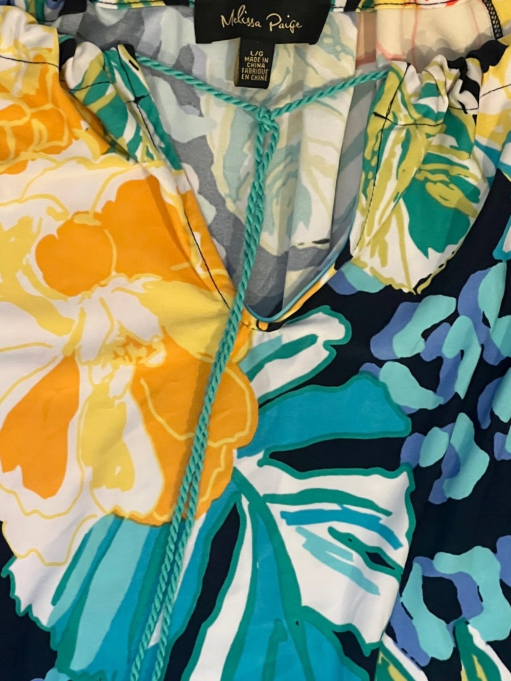 Melissa Paige Tropical Floral Maxi Dress in Navy, Yellow, Teal